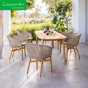 China Customized Color Modern Teak Wood Garden Sofa Chair Rattan Wicker Weaving Garden Chair for Outdoor Furniture in Hotels wholesale