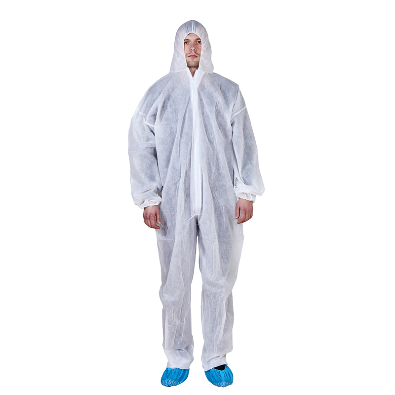 Customized Logo Availabled Disposable Coverall with Hood Zipper Anti-Static Function