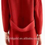 Wool Long Women's Casual Winter Coats , Red Color Female Winter Jacket
