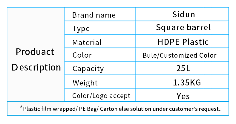 SIDUN HDPE Plastic 25 Litre Drums 1.2KG 1.25KG 1.35KG
