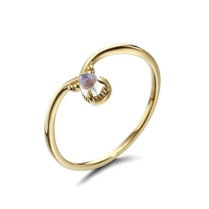 New 1 Gram Gold Ring Designs Solid 9K Yellow Jewelry With Moonstone Available Fast Shipping