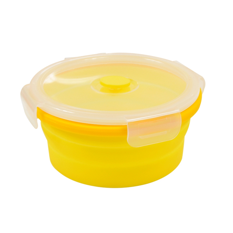 4 Size Hot Selling Wholesale Microwavable Safe Leakproof Easy Clean Silicone Foldable Round Lunch Box Set
