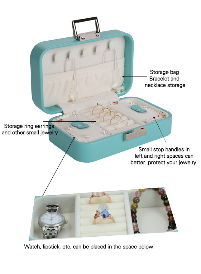 Customized Logo Rectangle Rzj P001 Portable Travel Jewelry Box