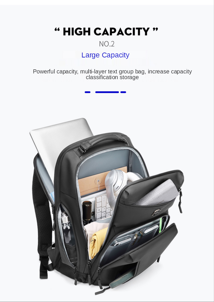 Nylon Lining Large Capacity Oxford Anti Theft Backpack 35 Litre