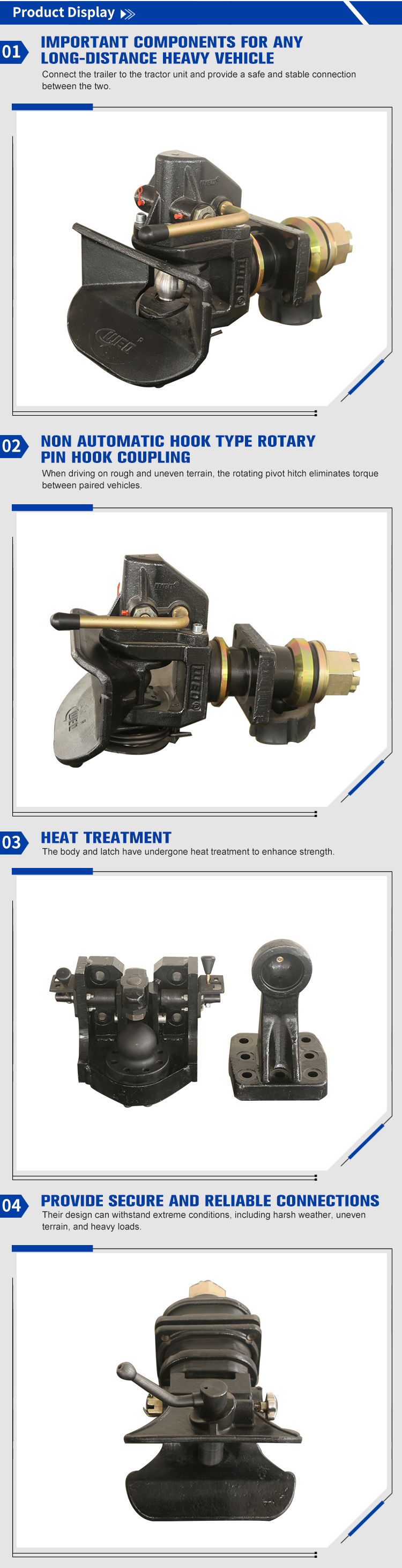 Trailer Towing Coupling Made in Pintle Hook Combination Hitch with Customized OE NO. and 160*100/140*80 Hole Pattern Coupling