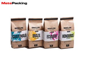 China Food Grade Heat Seal Stand Up Coffee Pouches , Packaging Tin Tie Brown Paper Coffee Bags wholesale