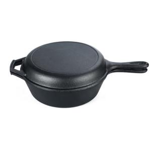 China Pre Seasoned Cast Iron Casserole Frying Pan 2 In 1 10 Inch wholesale
