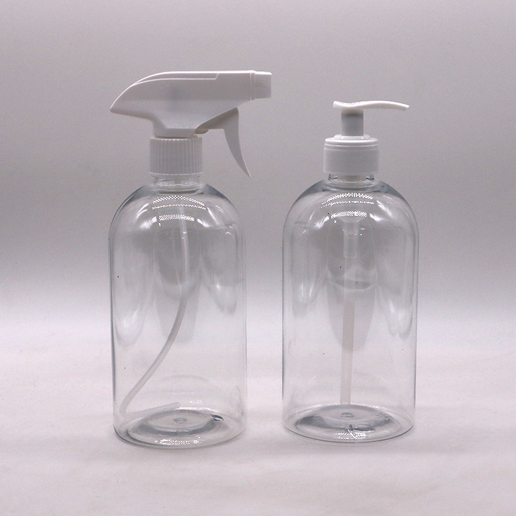 600mL 20OZ PET Spray Bottle Boston Round Plastic Customized Color Pump Trigger Spray Hand Sanitizer Bottle