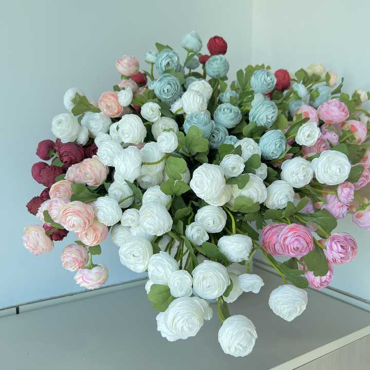 YOPIN-1140 Loose Artificial Peonies Peach Ranunculus Silk Peony Flowers Bouquet