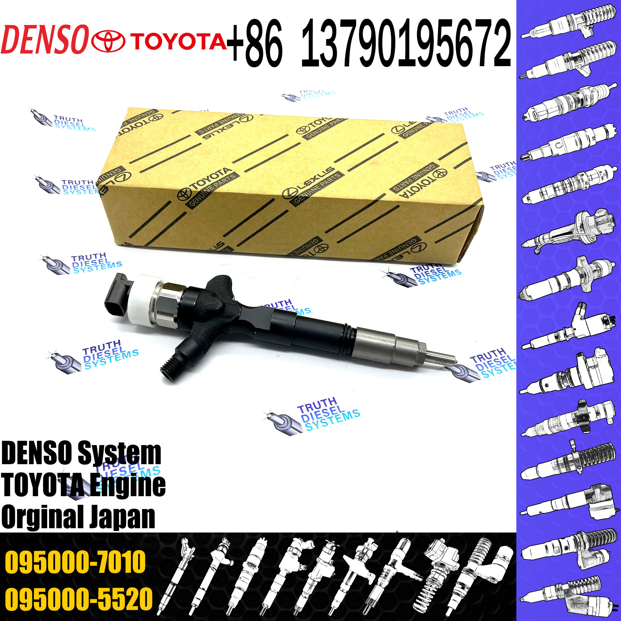 D-ENSO 095000 7010 23670 39165 New Diesel Fuel Injector 095000-7010 For T-oyota 2KD Engine 095000-7010 2367