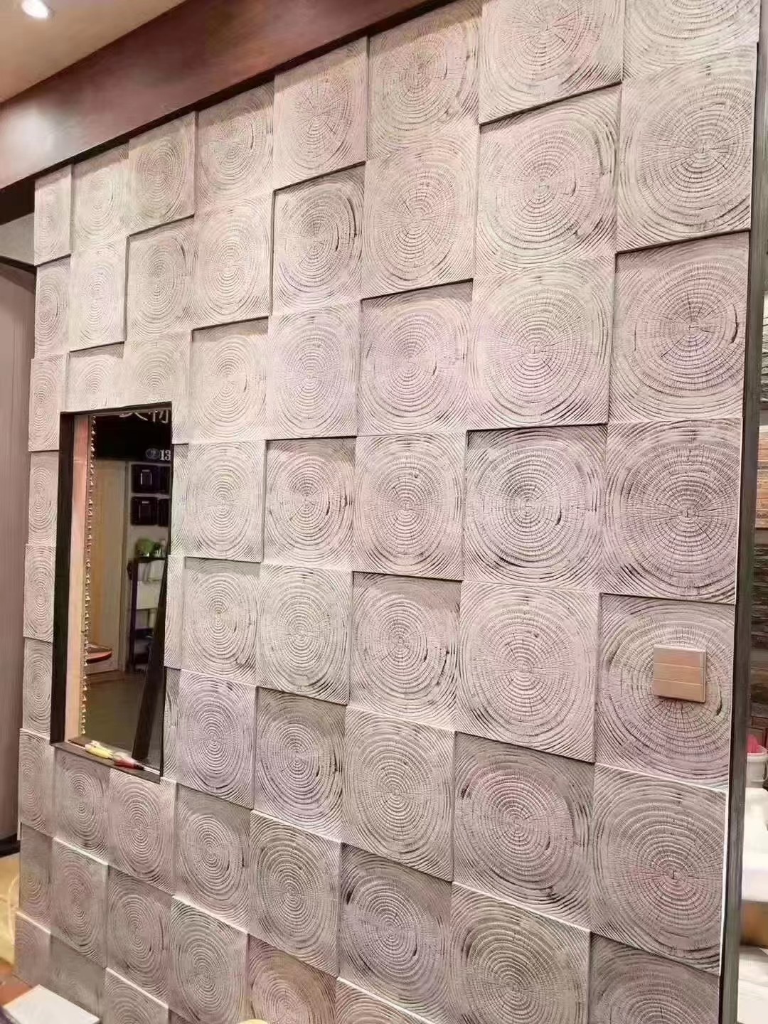 Tree Ring Wood Brown Cultured Stone Brick 1160x300x30mm Waterproof Good Sealing