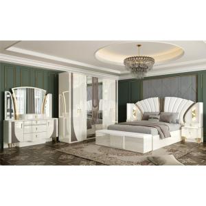 China OEM Wholesale White Royal Luxury Double King Size Bed Master Room Modern Home Wooden Frame Full Bedroom Furniture Set wholesale