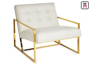 China Single / Beige Blue Velvet Accent Chair Luxury Armrest Stainless Steel Gold / Chrome wholesale