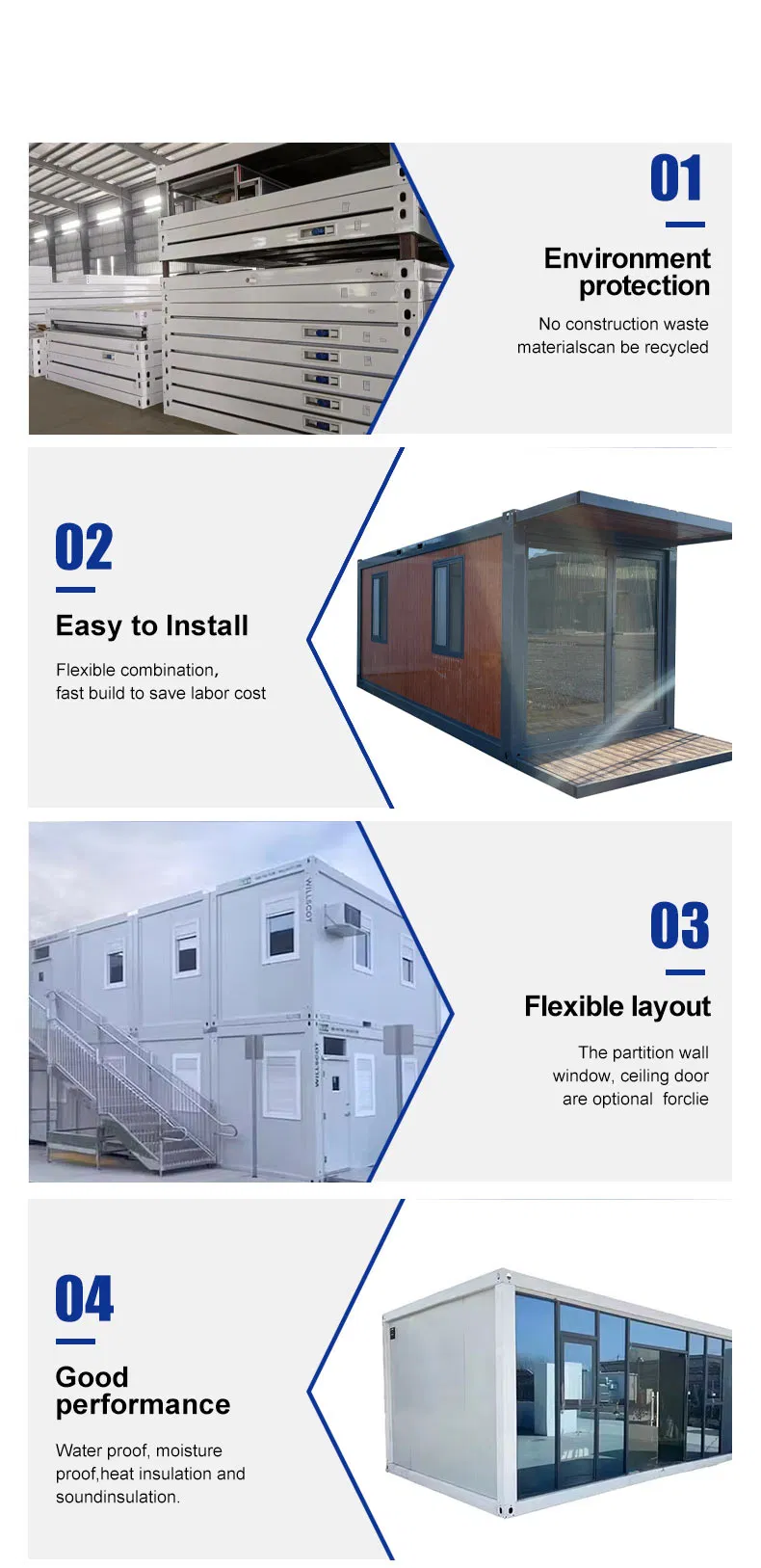 Durable Temporary Shelter Flat Pack Container House for Natural Disasters