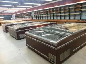 China 2.1M Long Meat / Fish Display Freezer , Supermarket Island Freezer Painted Material wholesale