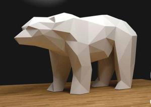China White Painted 120cm Length Stainless Steel Bear Sculpture wholesale