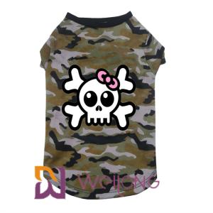 China Poly Camo Skull Halloween Pet T Shirt for Dog 100% Poly Jersey 180G wholesale