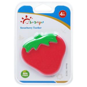 China BPA Free 3 Month Strawberry Rubber Baby Silicone Teether wholesale