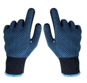 China Blue Cotton Liner Gloves Double Side PVC Dot Knit Gloves Size 9 Size 10 wholesale