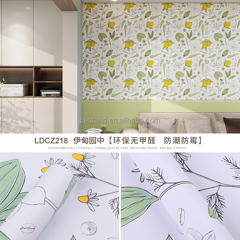 PVC Vinyl Peel And Stick Botanical Wallpaper 60cm Self Adhesive Wallpaper Flowers