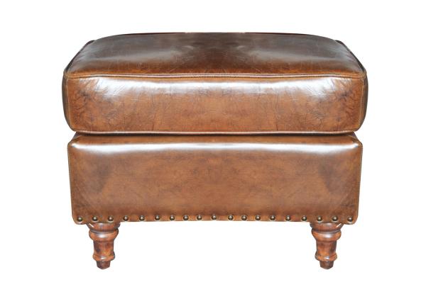 Comfortable Relax Vintage Leather Furniture Medium Brown Storage Ottoman For