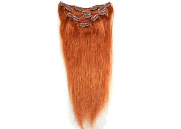 Dual Weft Virgin Clip In Hair Extensions / Straight Remy Human Hair Clip In