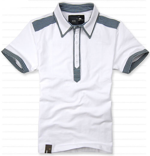 Short Sleeve Mens Patterned Polo Shirts With 92% Polyester 8% Spandex