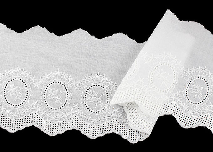 14CM Width Cotton Lace Trim Edging With Floral Pattern Scalloped Via OEKO TEX
