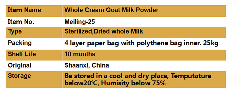 25kg Full Cream Whole Raw Goat Milk Powder Food Grade