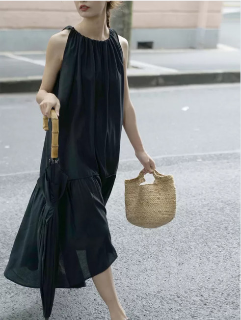 Green 100 Tencel Fabric Sleeveless Lyocell Twist Knot Midi Dress