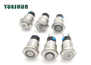 China Waterproof Stainless Steel Push Button Latching Illuminated 16mm Yellow Orange LED wholesale