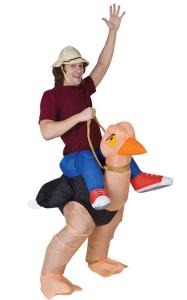 China Ostrich Adult Inflatable Costumes , Blue Pink Inflatable Dinosaur Suit wholesale