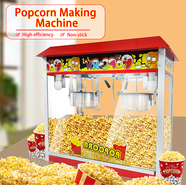 860*420*740mm Electric Big Double Pot Popcorn Machine for Snack Food Processing Line