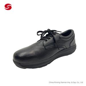 China                                  Black Leather PU Workwear Steel Toe Safety Shoes Anti-Smash Boots              on sale