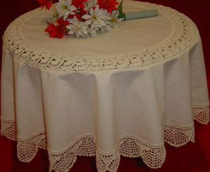 christmas tablecloths cotton and linen, Tablemat, Corcheted Lace Table linen, Tablecloth