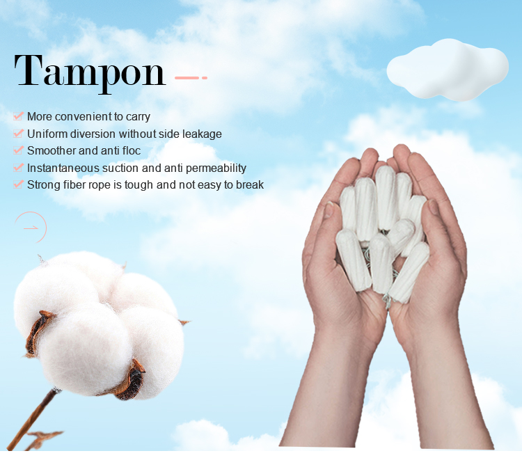 Cleaning Function Organic Cotton Tampons for Women's Menstrual Care Necessities