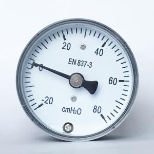 China 50mm Low Capsule Pressure Gauge 80 MmH2O Brass Internals Vacuum Pressure Gage wholesale