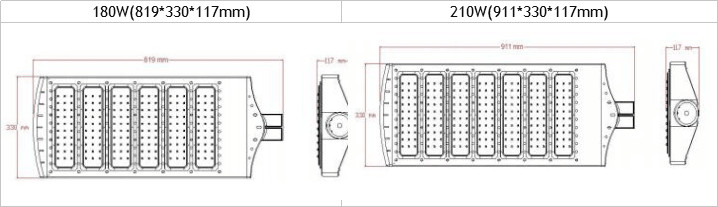 Silver Housing Dimmable LED Street Lights 150W Lumileds Chip 60 * 135 Degree Beam Angle