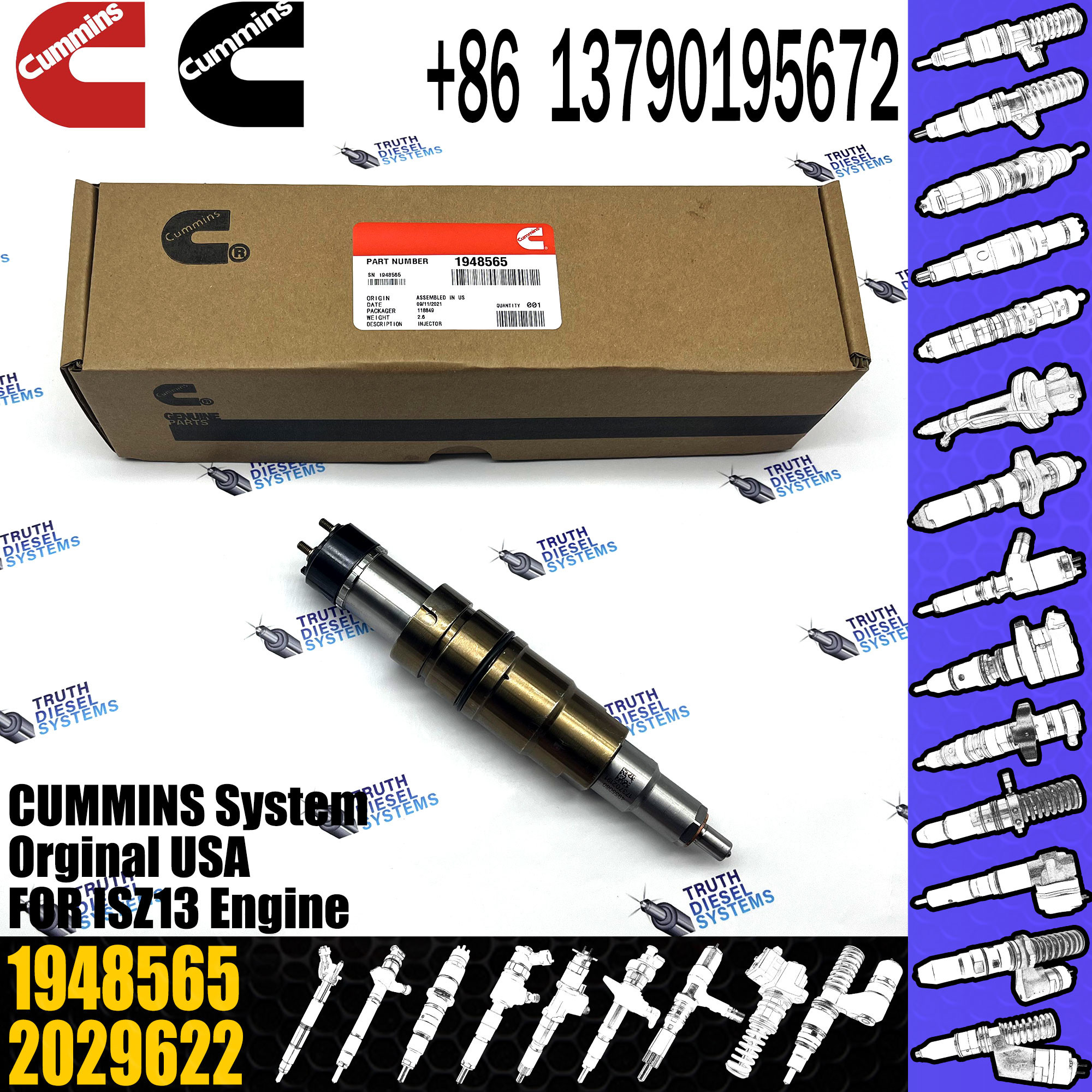 2029622 Genuine Diesel Common Rail Fuel Injector 1948565 2030519 2031836 2031835 2086663