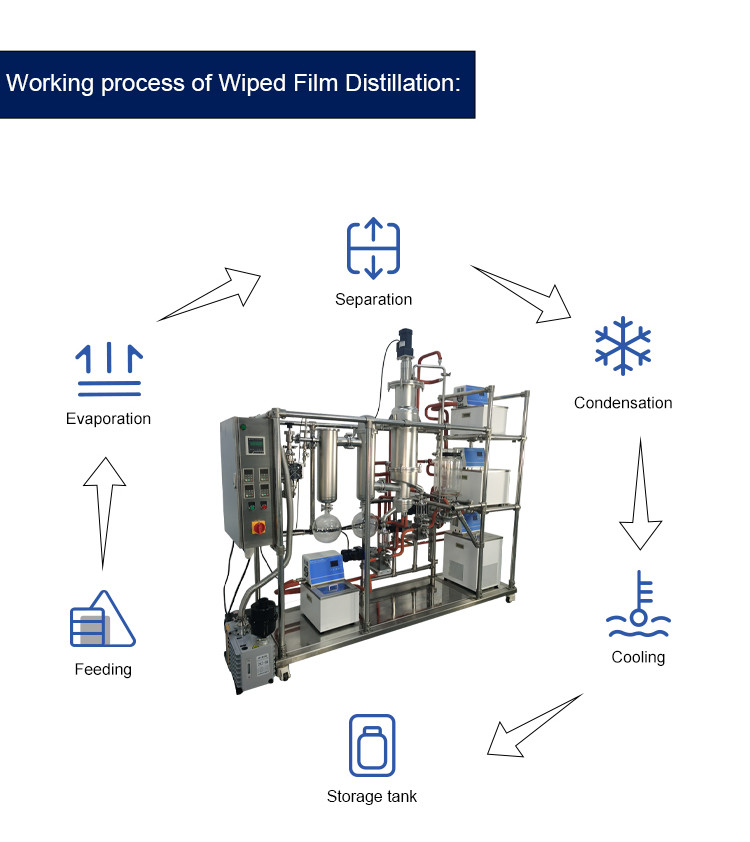 6-15L/H Wiped Film Distillation Equipment Stainless Steel Molecular Industrial Oil Distiller