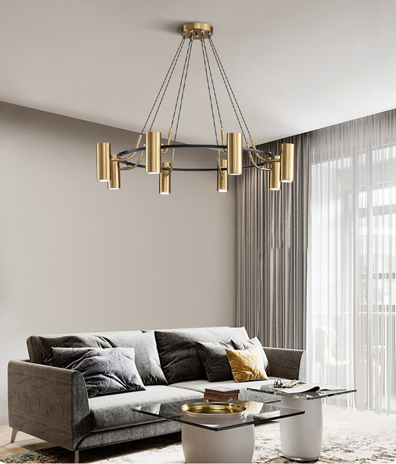 Minimalist Chandeliers Gold LED Black Ring Living Room Dining Lighting circular pendant light(WH-AP-567)