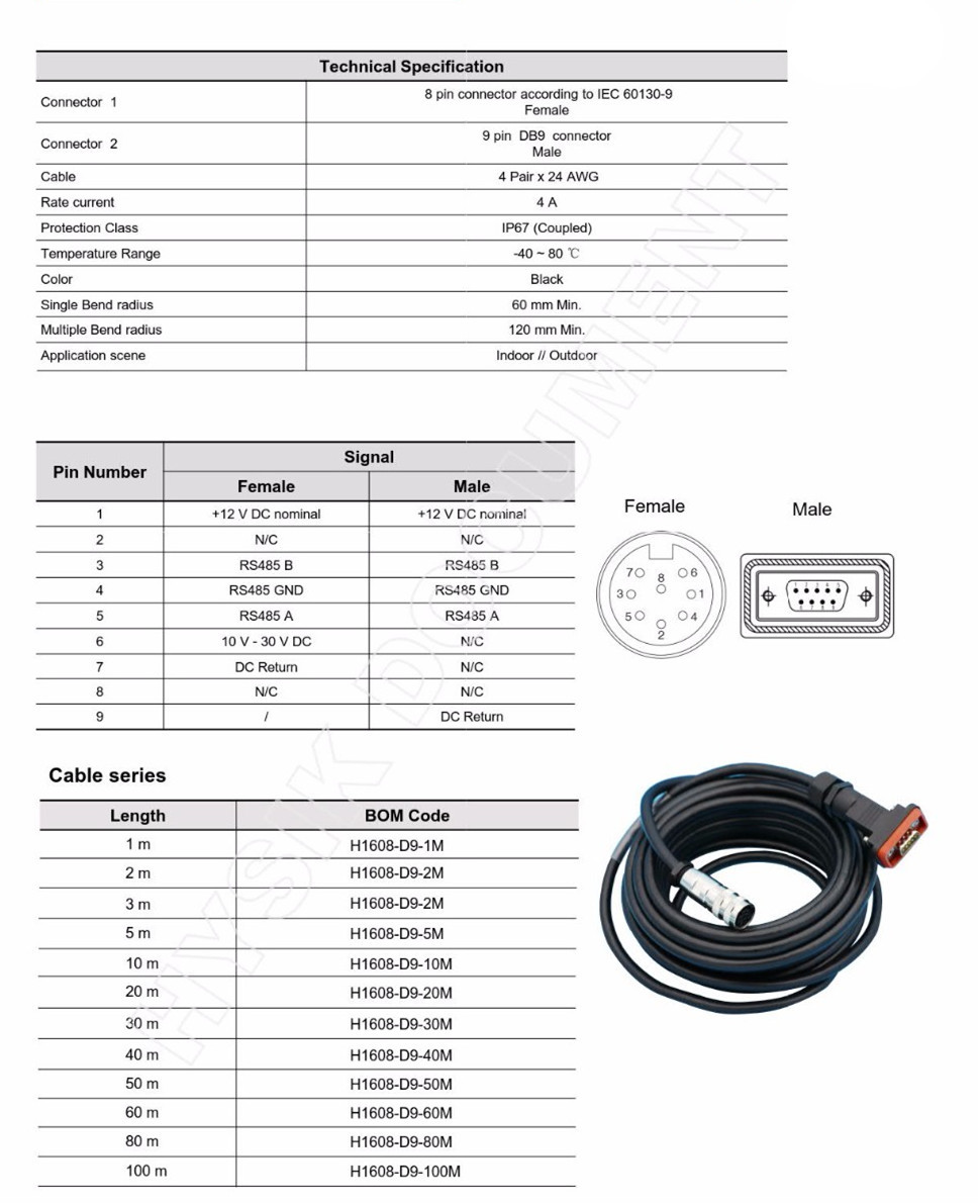 Huawei 04070097 AISG Communication cable For RET System AISG-DB9 5m