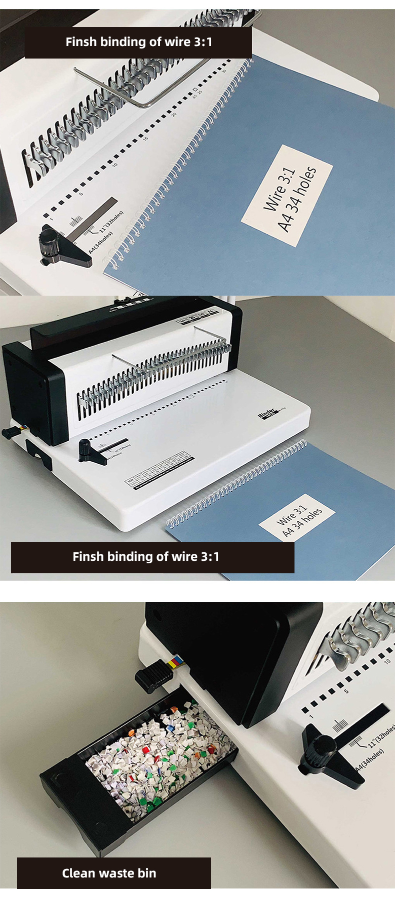 Double Loop Wire Book Binder 34 Hole Notebook Binding Punching Machine
