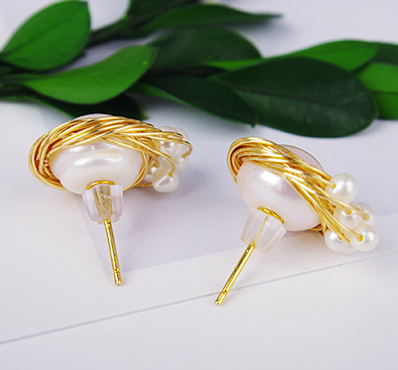 Pearl Earring Set Metal Gold Plated Dangle Earrings Heart Butterfly Hoop Earring Geometric Fashion Pearl Earring Jewelry