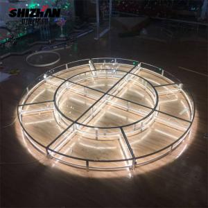 China Large Corporate Event Stage Retractable Acrylic Tempered Glass Lights Round Stage wholesale