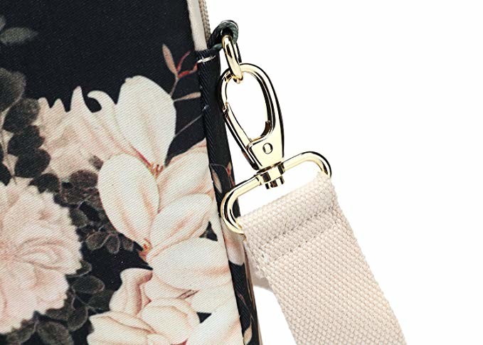 Black Peony Pattern Waterproof Laptop Case , 12 Inch 13 Inch Pc Carry Bag