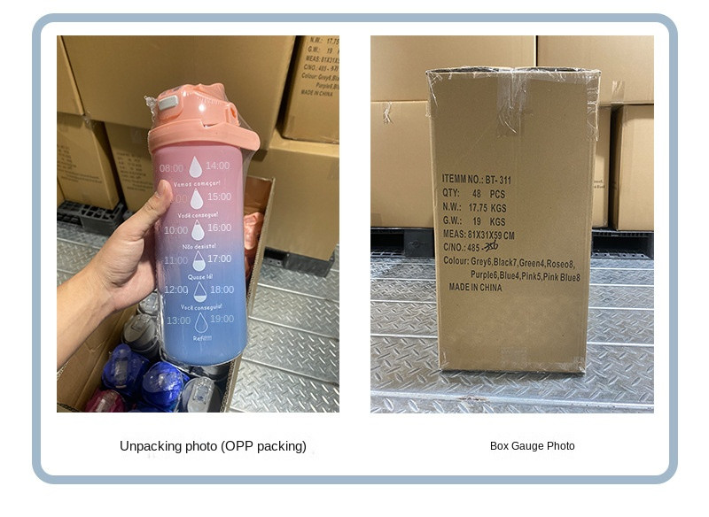 Humanized Design 550/750/1000ML Portable Plastic Water Bottle 1 Litre Gradient Color Custom Gym Water Bottles Bisphenol And Toxin Free OEM ODM