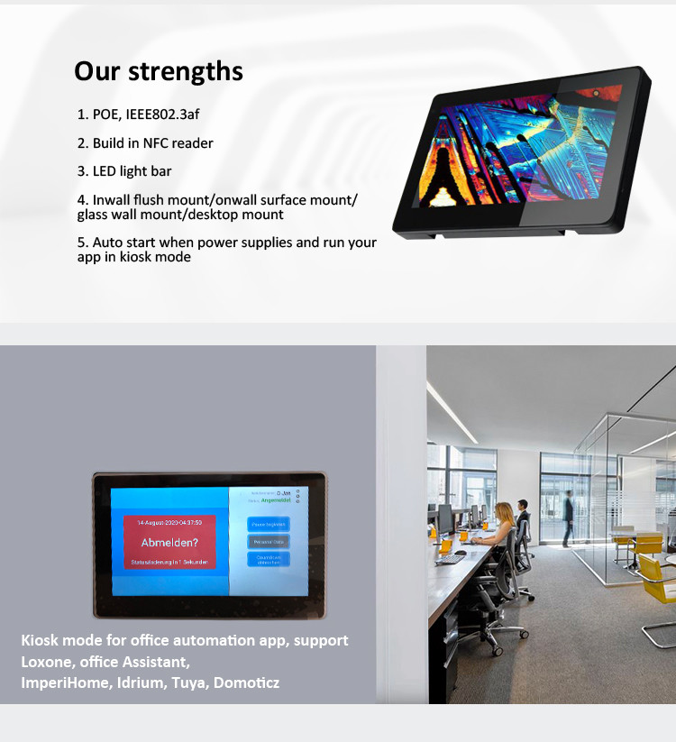 No Physical Button Android OS 7 inch Industrial Control Interface Wall Android Tablet with Ethernet RJ45