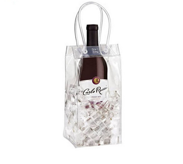 Custom PVC Packaging Bags , Clear Plastic Cooler Ice Bag For Wine Packing