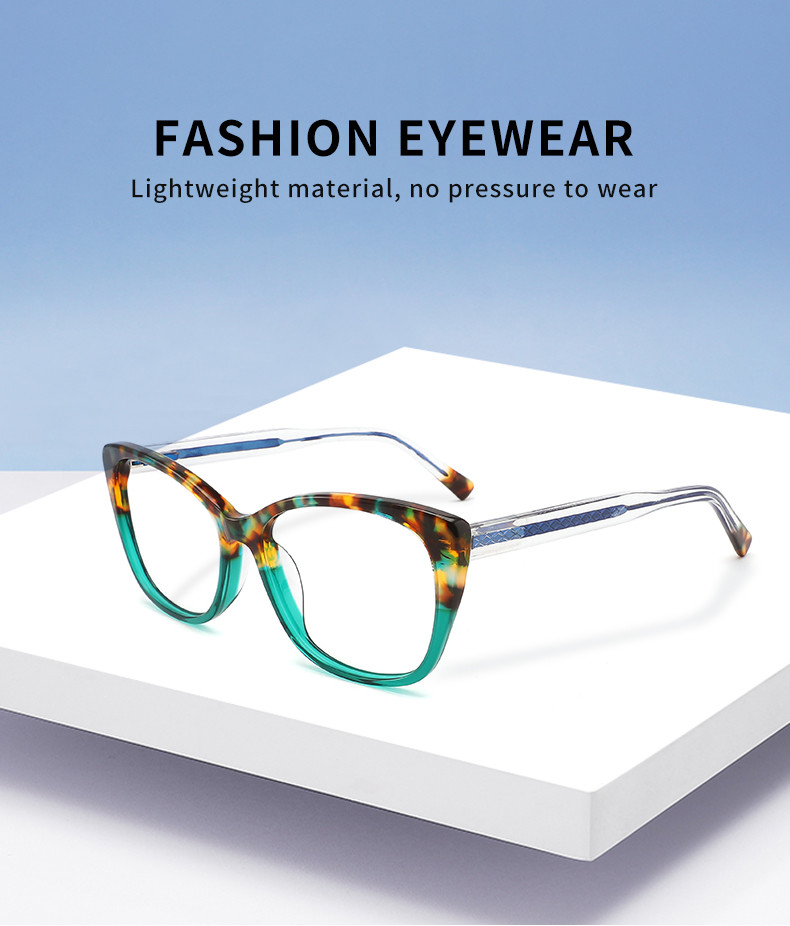Women Luxury Acetate Frame Glasses Cat Eye Optical CE Approved